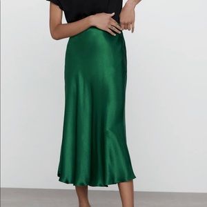 Emerald Green Satin Skirt